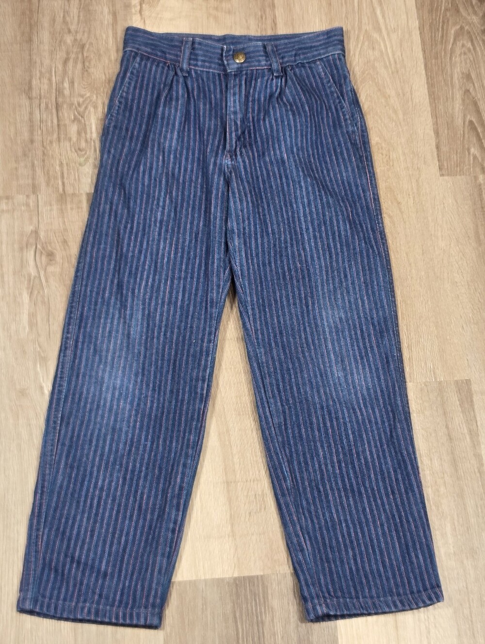 Vintage Lee Riders Jeans Striped High Rise Railroad Pleated USA Made 6X